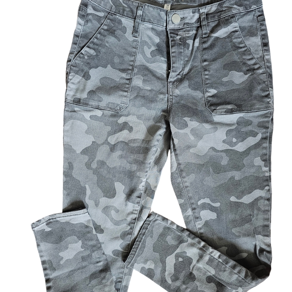 Seven 7 Utility Ankle Skinny Jeans Gray Camo Print Size 10